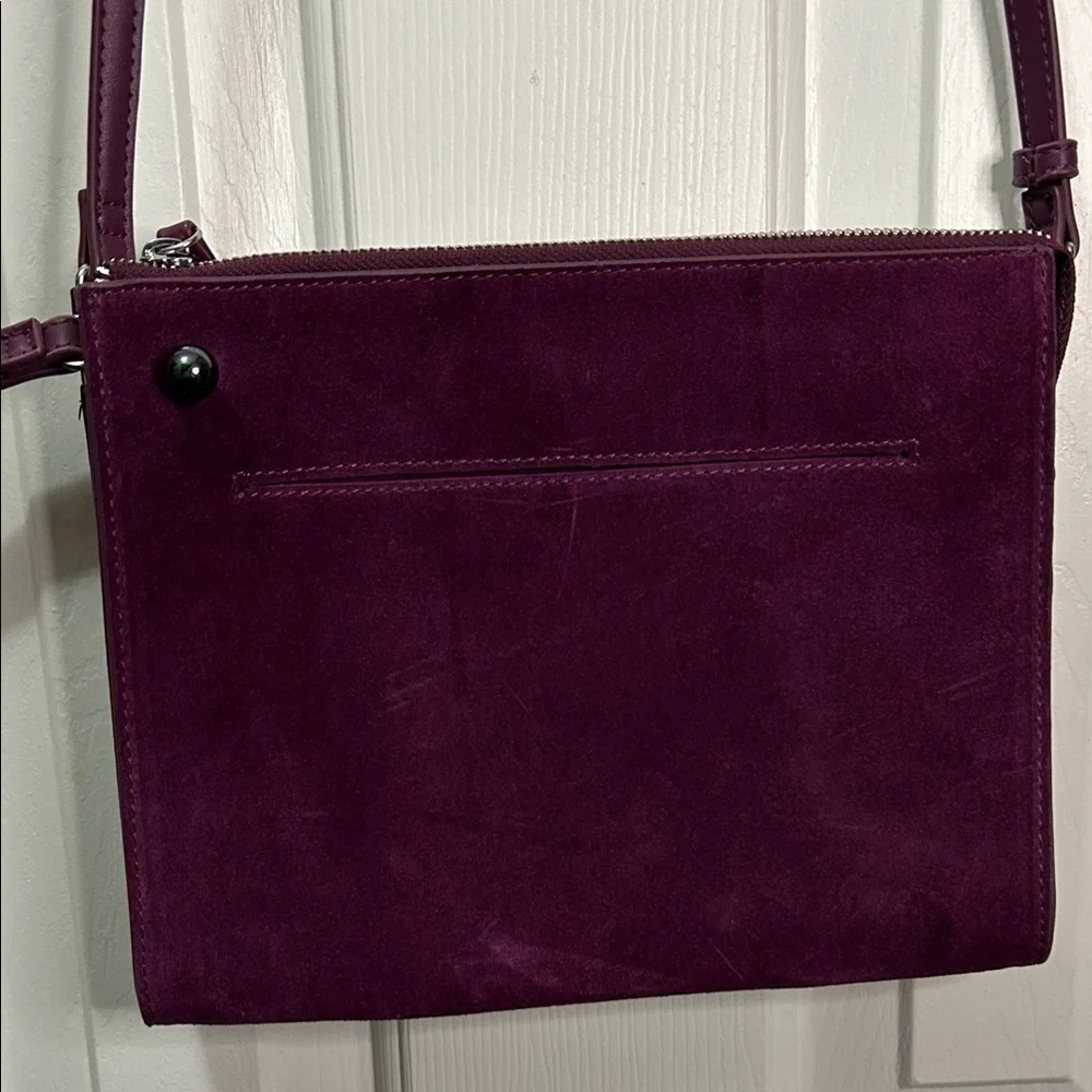 White House Black Market Purple Suede Crossbody Bag with Convertible Wristlet